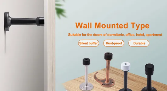 Fashionable Matt Black Zinc Alloy Small Door Stop with Magnetic Function