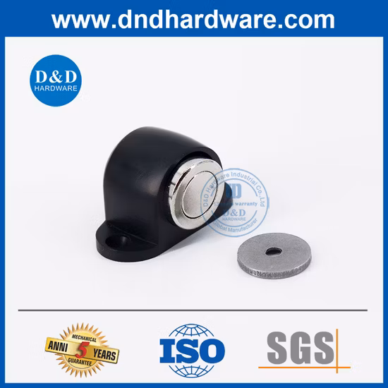 Fashionable Matt Black Zinc Alloy Small Door Stop with Magnetic Function